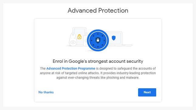 Image for article titled Here's How Google's Ultimate Account Protection Works, and Why You Might Need It