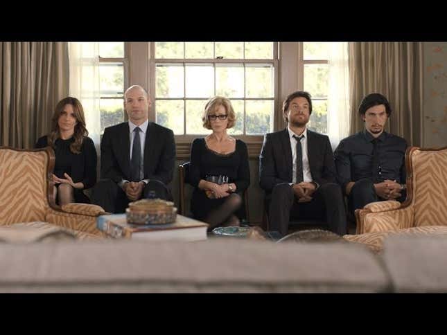 Tina Fey, Connie Britton, and Adam Driver mourn in <i>This Is Where I Leave You </i>