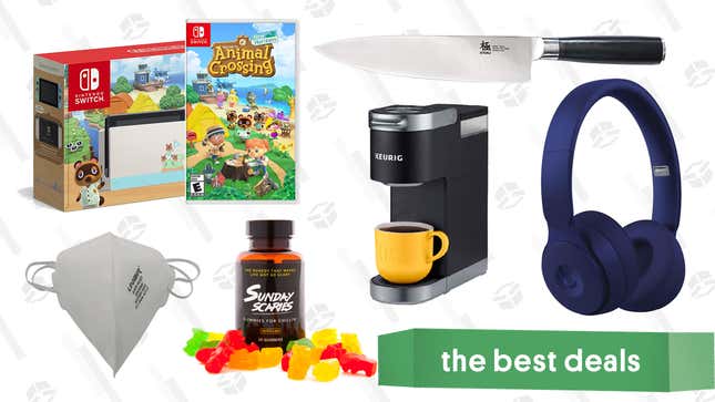 Image for article titled Wednesday&#39;s Best Deals: Animal Crossing Switch Console, KYOKU Knife Block, Sunday Scaries CBD Gummies, Beats Solo Pro, N95 Masks, and More