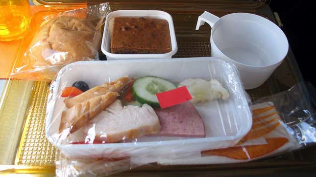 A sad-looking airline meal