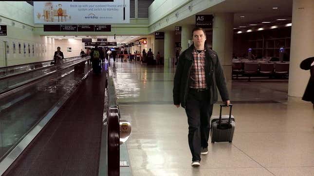 Image for article titled Man Who Skipped Airport’s Moving Walkway Immediately Realizes What An Arrogant Fool He’s Been