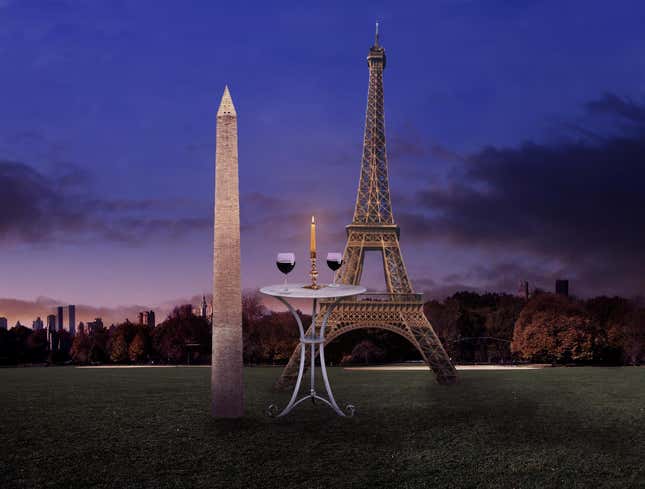 Image for article titled Washington Monument Set Up On Blind Date With Eiffel Tower