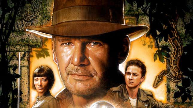 A crop of Drew Struzan’s poster for Indiana Jones and the Kingdom of the Crystal Skull.
