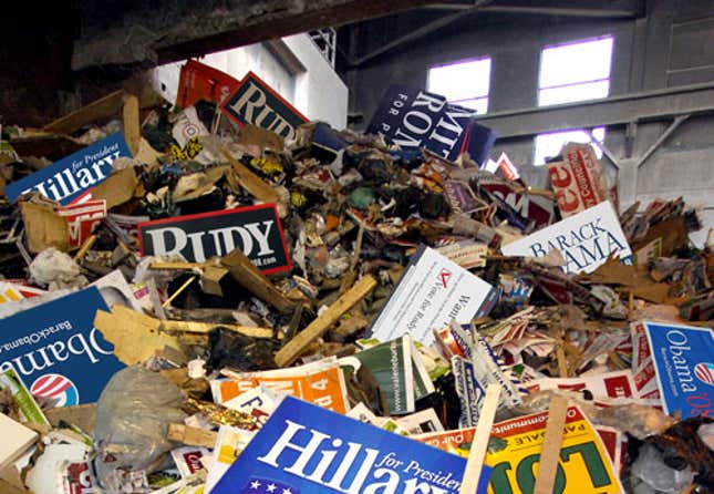 An Ames, IA warehouse bears the brunt of the fallout from Americans' decision to leave the presidential race.