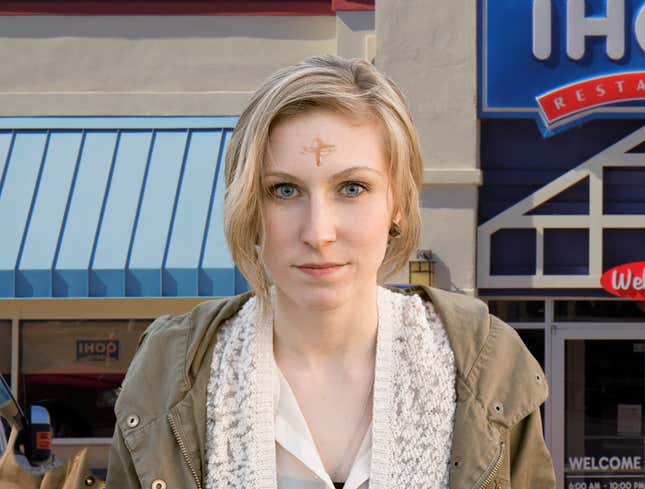 Image for article titled Devotees Visit IHOP To Get Foreheads Marked With Syrup Cross On National Pancake Day