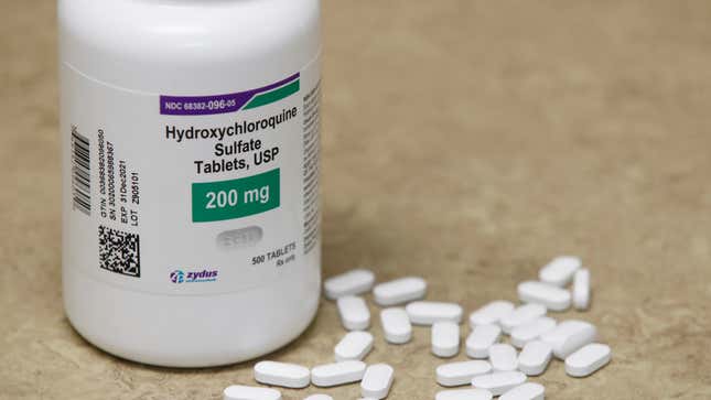 A bottle of hydroxychloroquine pills