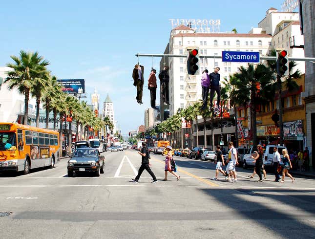 Image for article titled Corpses of &#39;Lone Ranger&#39; Producers Hung From Hollywood Blvd. Street Lights As Warning To Others