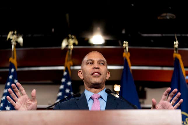 Incoming House Minority Leader Hakeem Jeffries, D-N.Y., speaks at a news conference on opening day of the 118th Congress on Capitol Hill in Washington, Tuesday, Jan. 3, 2023. 