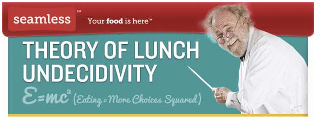 The subject line: “Solved! The ‘What do I want for lunch?’ conundrum.”
