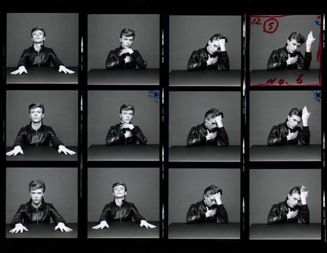 “Heroes” contact sheet, 1977.