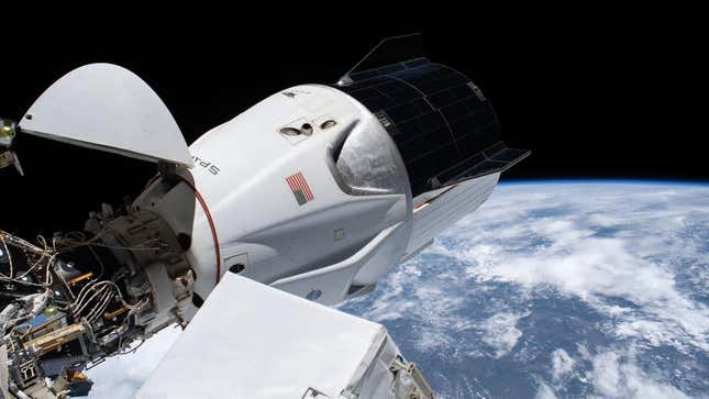 A SpaceX Crew Dragon docked to the harmony module, February 27, 2021. 