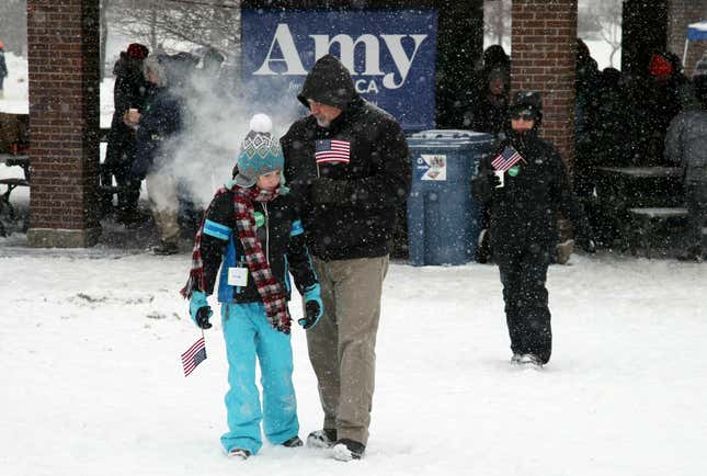 Amy Klobuchar's presidential announcement brought crowds out in a blizzard