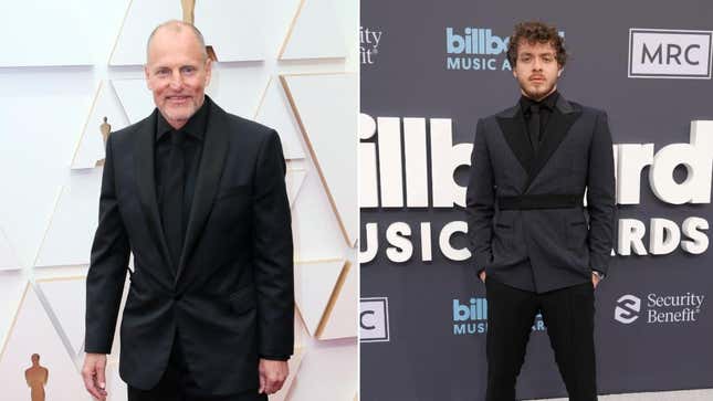 Left: Woody Harrelson (David Livingston/Getty Images), Right: Jack Harlow (Frazer Harrison/Getty Images)