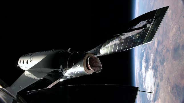 Virgin Galactic’s VSS Unity is seen flying to the edge of space in 2021.