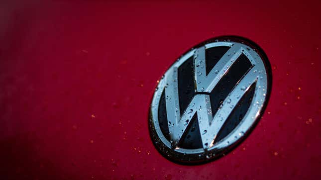 The Volkswagen logo is seen at a car dealership on October 8, 2015 in Bath, England