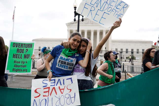 pro-abortion demonstrators outside Supreme Court
