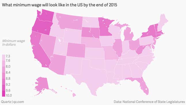 Image for article titled Five charts about US minimum wage increases in 2015