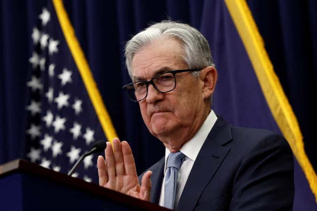 Federal Reserve Board Chairman Jerome Powell holds a news conference following the announcement that the Federal Reserve raised interest rates by half a percentage point, at the Federal Reserve Building in Washington, U.S., December 14, 2022