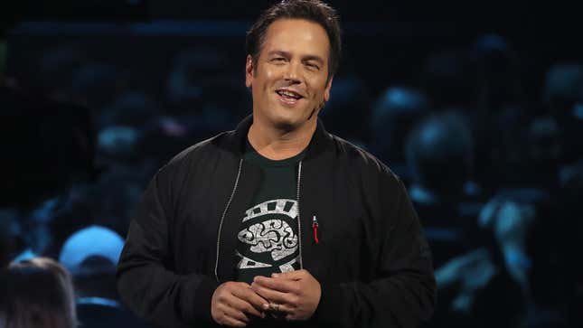 Phil Spencer appears on stage at E3 2019. 