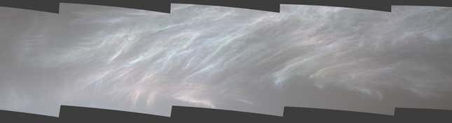 El rover Curiosity Mars de la NASA detectó estas nubes iridiscentes o de “madreperla” el 5 de marzo de 2021, el día 3048o marciano, o sol, de la misión.