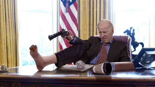 Image for article titled Biden Shoots Self In Foot In Hopes Of Getting Discharged From Presidency