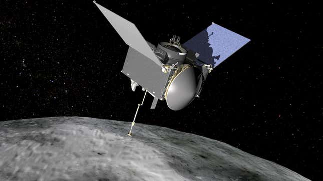 Artist’s concept of OSIRIS-REx in orbit around the asteroid Bennu.