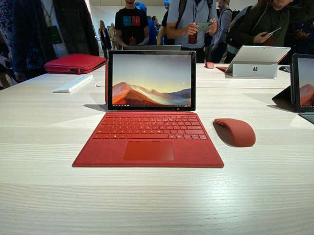 The Surface Pro 7 with the wireless Arc Mouse.
