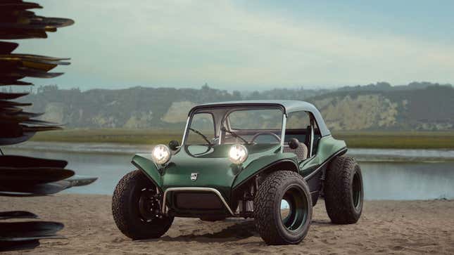 A photo of the front end on the new Meyers Manx electric dune buggy. 