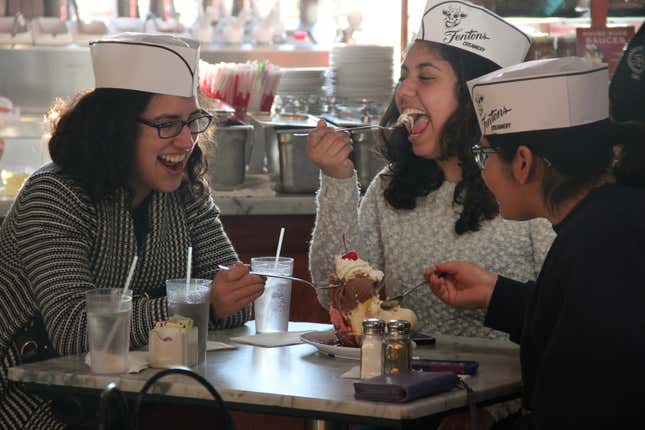 Enjoying a bite at Fentons.