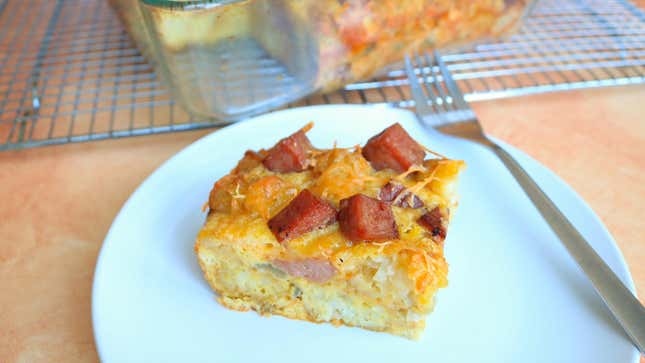 Image for article titled You Should Absolutely Make This Spam and Tater Tot Casserole