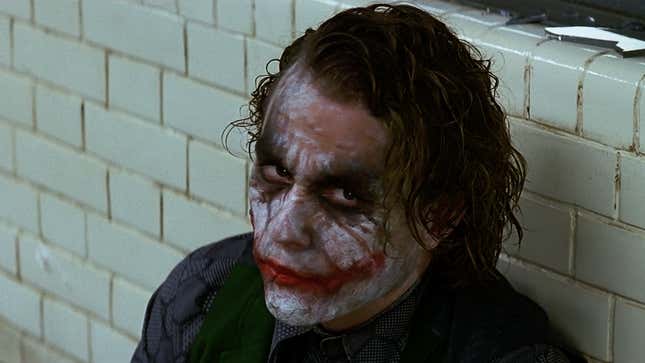 Actor Heath Ledger as the Joker in the 2008 Batman film The Dark Knight, directed by Christopher Nolan.