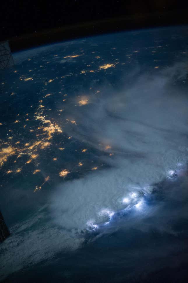 Image for article titled What lightning strikes look like from space