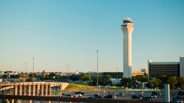 The air traffic control tower at Newark Liberty International Airport