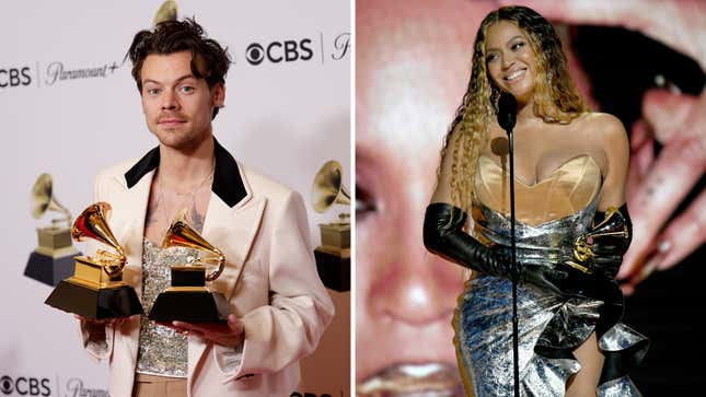 Image for article titled Harry Styles Dodges Beyoncé Question After Album of the Year Upset