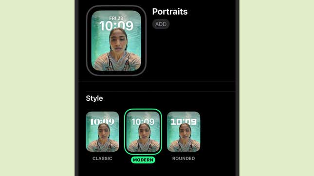 The new Portraits face uses images taken in portrait mode.