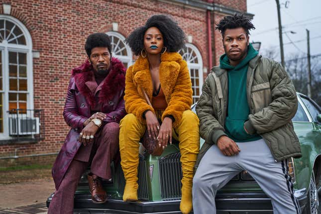 Jamie Foxx, left; Teyonah Parris, and John Boyega.