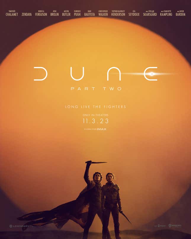 Image for article titled Dune: Part Two's First Footage and Poster Tease a Coming War