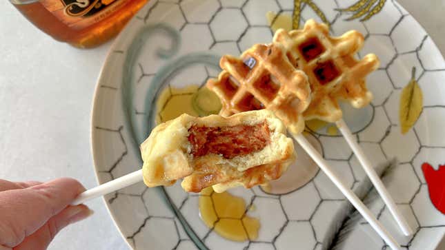 Image for article titled Make Waffled SPAM Pops for a Debauched Start to the Day