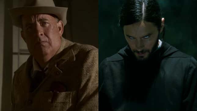 Left: Tom Hanks in Elvis. Right: Jared Leto in Morbius.