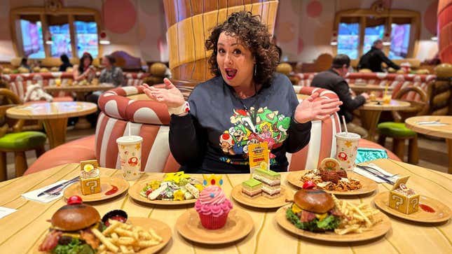 Sampling the very best of the Toadstool Cafe’s menu at Super Nintendo World
