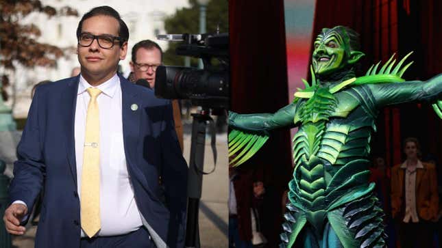Left: George Santos (Photo: Win McNamee/Getty Images), Right: Green Goblin performer Robert Cuccioli (Photo:  Mike Coppola/Getty Images)