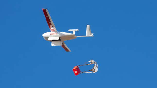 Zipline delivery drone flying