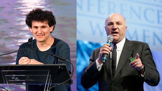  Sam Bankman-Fried at a charity event on June 23, 2022  in New York City (left) Kevin O’Leary speaks onstage at a conference on  December 8, 2016 (right)