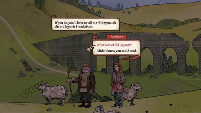 Andreas speaks with Til, the shepherd interested in old legends.