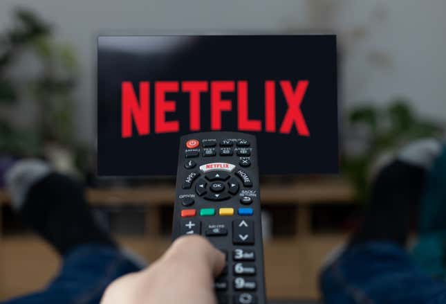 Stock image Netflix logo on TV