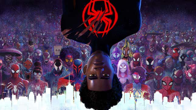 Main poster for Spider-Man: Across the Spider-Verse, featuring Miles Morales and other Spider-heroes.