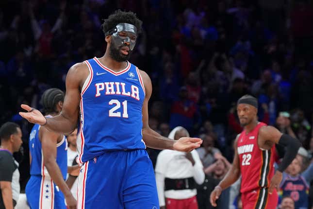 Joel Embiid returned and helped the 76ers to a 99-79 win over Miami.