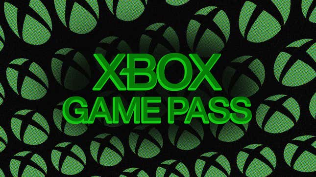 An image shows the Game Pass logo floating in front of a wall of green Xbox icons. 