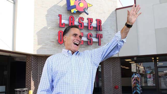 Image for article titled Mitt Romney Reaches Out To Young Voters With Laser Tag Pizza Party
