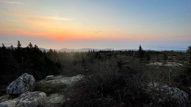 Cadillac Mountain located on Mount Desert Island, in Acadia National Park, Maine.